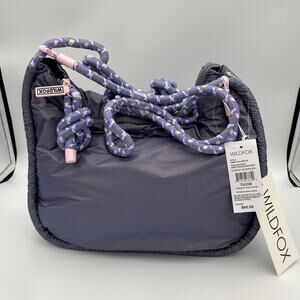 NWT Wildfox Puffer Crossbody Bag Dark Grey Purple Quilted Puffy Purse Gorpcore